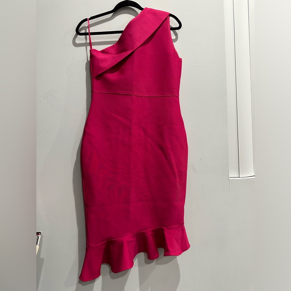 ADYCE One Shoulder Bandage Bodycon Cocktail Dress with Ruffles